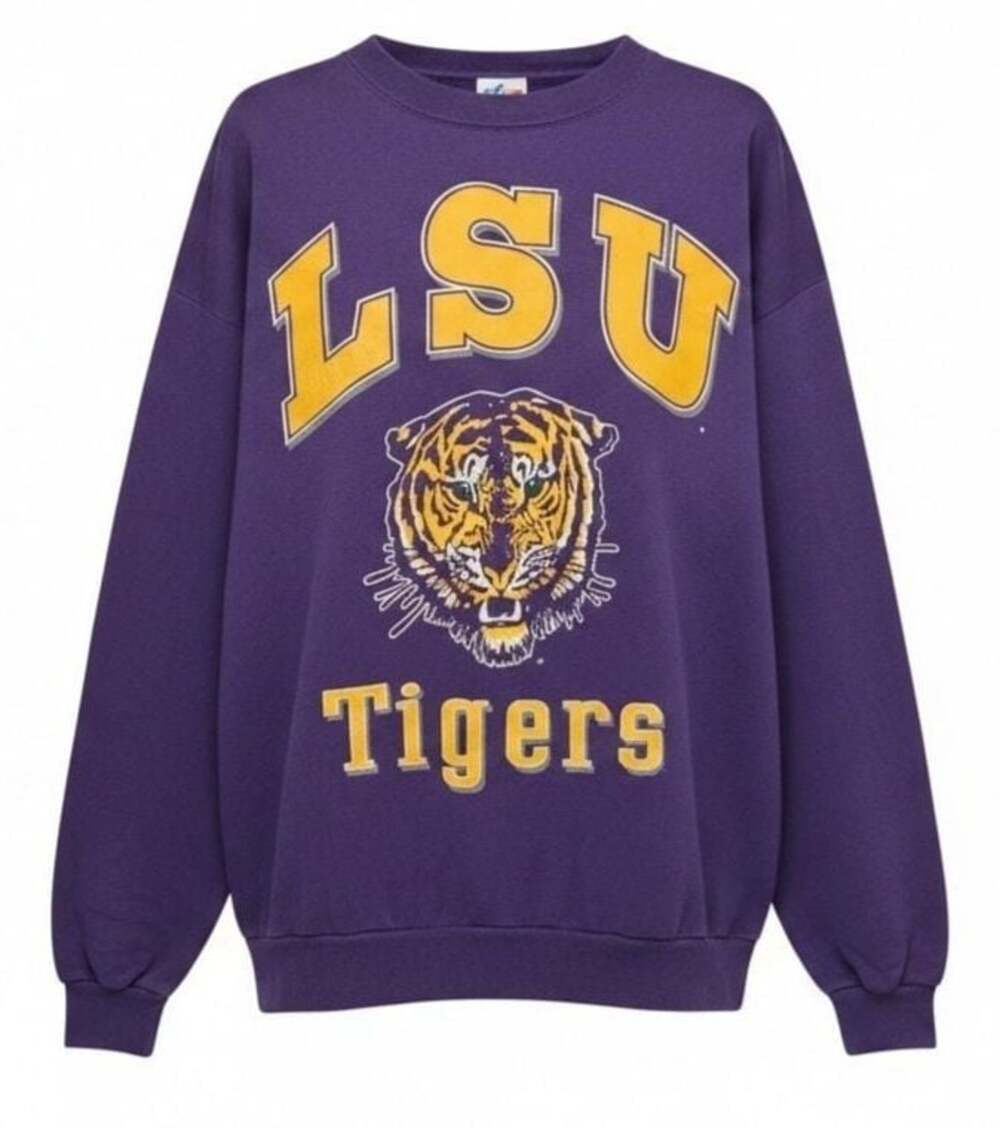 Vintage LSU Tigers Graphic Fleece Crewneck Sweatshirt